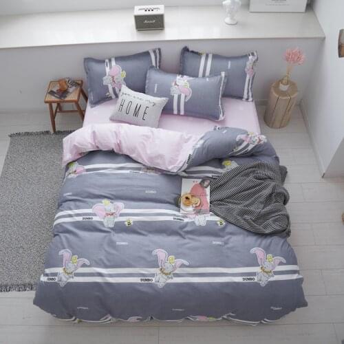New Cartoon Dumbo Bedding Sets Boy/Girls Baby Single Twin king queen Kids Duvet Cover Set Pillowcases queen quilt blanket cover