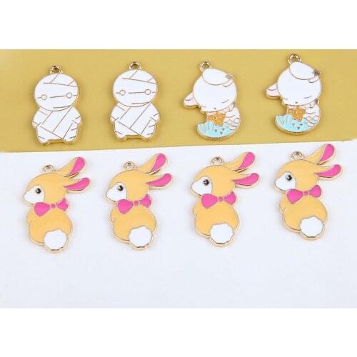 New style 50pcs/lot animals cartoon rabbits/dolls shape allo floating locket charms diy jewelry keychain/garment accessory