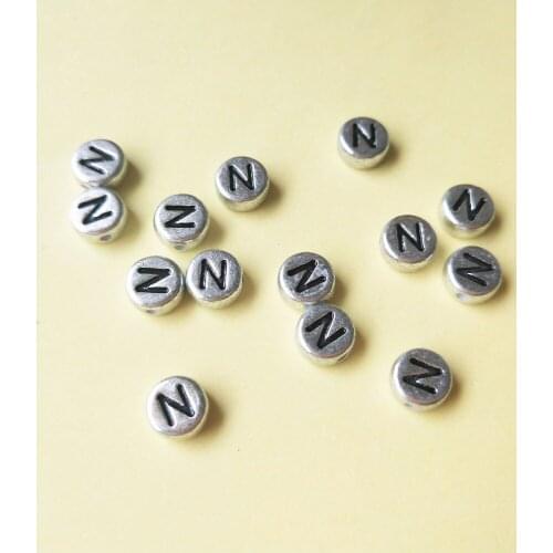Single Initial N Printing Plastic Acrylic Letters Beads 500pcs/lot 4*7MM Plastic Alphabet Jewelry Bracelet Spacer Beads