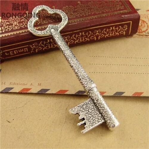 RONGQING 30pcs/pack DIY charm for making jewelry antique silver antique bronze antique silver key