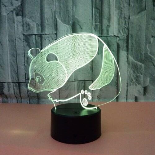 Popular Panda Led 3d Lamp 7 color Touch Stereo Vision Illusion Gift 3d Table Lamps For Living Room Table Moderne Desk Lamp