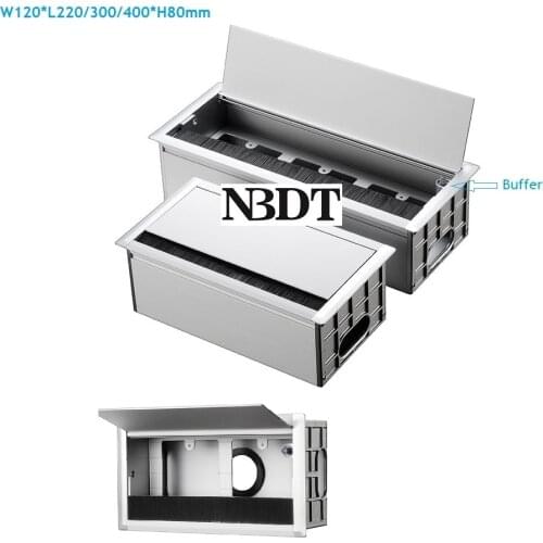 Aluminum Rectangle Wire Cable Tabletop Desktop Grommet Office Accessory Buffer Flap Cover Brush 86MM USB A/C Socket