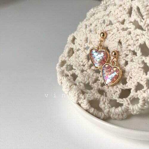 Korean Mermaid Pink Purple Fashion Bling Elegant Wedding Lovely Earrings Ear Pendant Jewelry Earrings for Women Gift 2021 New