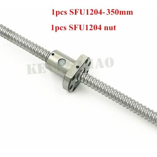 12mm 1204 Ball Screw Rolled C7 ballscrew SFU1204 350mm with one 1204 flange single ball nut for CNC parts