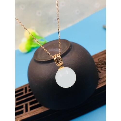 SHILOVEM 18k yellow gold natural White Jasper pendants none necklace classic wholesale Fine women new gift 10mm yzz10106682hby