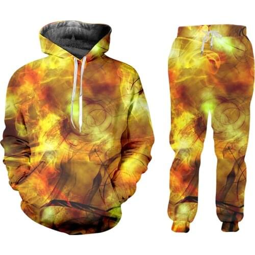 IFPD Mans/woman 3d Abstract Art Smoke Cool Printed Hoodies And Pants Sport Set Casual Hip Hop Streetwear Oversized Tracksuit 6XL