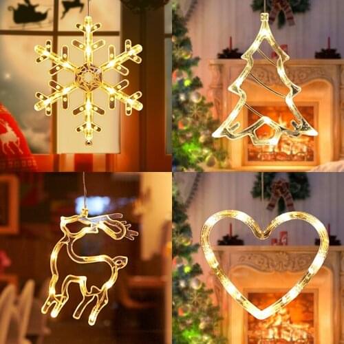 LED String Light Snowflake Moon Decorative Lamp Pendant Snowman Star Lights Holiday Window Decor Xms Party Lamp Nightlight