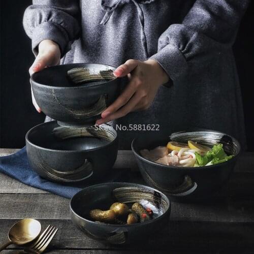 Japanese Creative Tableware Household Rice Bowl Noodle Bowl Large Ceramic Bowl Soup Bowl Ceramic Household Personality Bowl