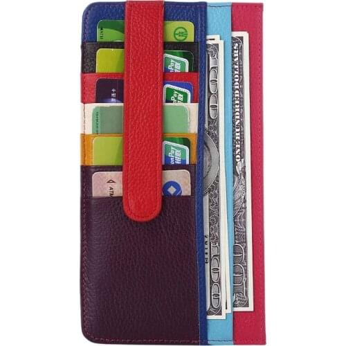KEVIN YUN Designer Brand Genuine Leather Women Card Holder Patchwork Leather Credit Card Case Wallet