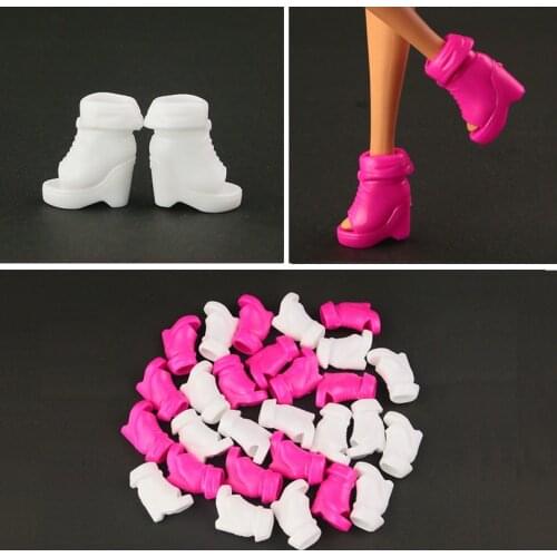 10 pair / lot High Quality white shoes for barbie doll Beautiful short boots 2 color for you choose