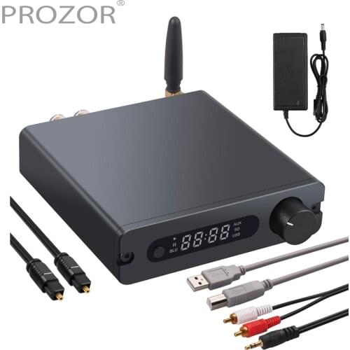 192kHz Bluetooth-Compatible Hi-Fi Stereo Audio Amplifier 100W+100W Digital Power Amp DAC Optical Coaxial USB to Analog Converter