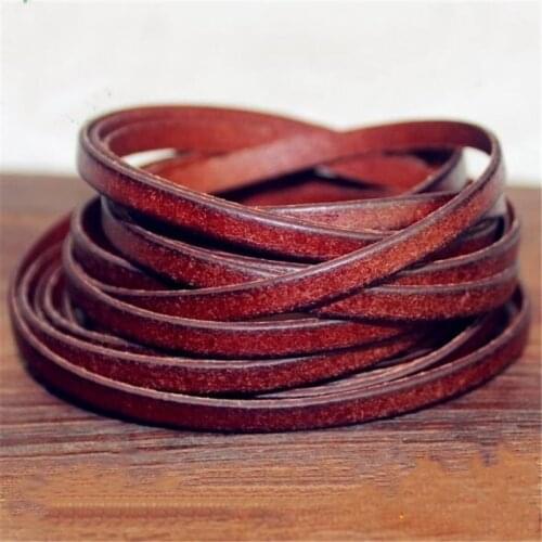 2m/lot 3mm 4mm 5mm 8mm 10mm Flat Genuine Leather Cord Coffee Cow Leather Cords String Rope Bracelet Findings DIY Jewelry