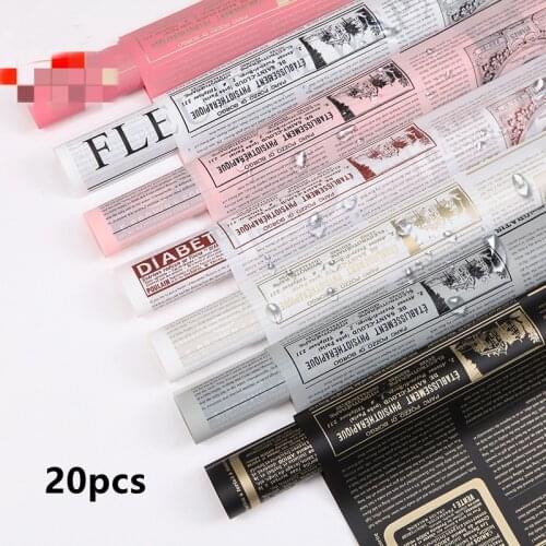 20pcs English Letters New Waterproof Flower Wrapping Paper Material Valentines Day Floral Bouquet Wrapping Paper