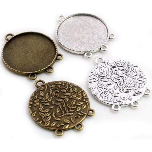 5pcs 30mm Inner Size Antique Silver Plated Bronze Classic Style Cabochon Base Setting Charms Pendant