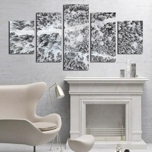 5pcs Canvas Painting Mountain In The Snow Poster Can Be Customized Irregular Canvas Painting HD Printing Home Decoration Framele