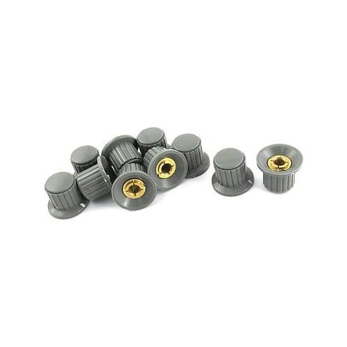 6mm Dia Shaft Hole Dia Potentiometer Rotating Switch Knob Cover Gray KYP25-18-6 10pcs