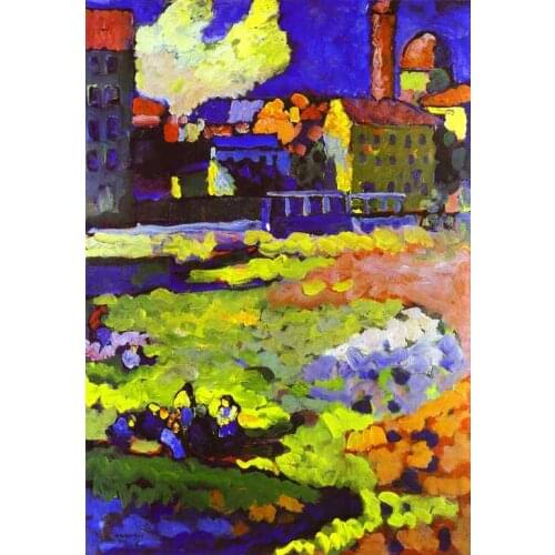 Free DHL Shipping,100% handmade Oil Painting reproduction on linen canvas,Munich Schwabing with the Church,Museum Quality