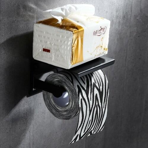 Toilet Paper Holder Bathroom Paper Holder with Phone Shelf Bathroom Mobile Phones Stainless Steel Paper Roll Holder Tissue Box