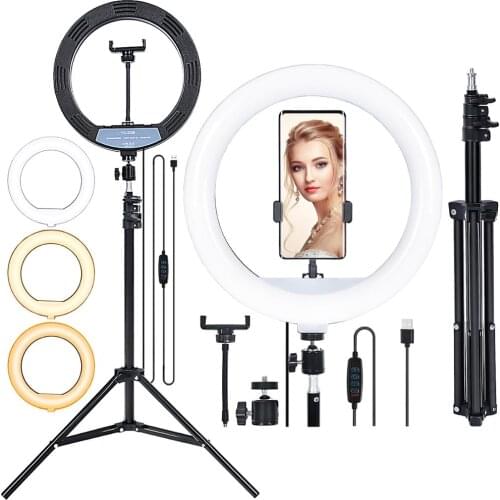 Fusitu 12 inch 3000-5800K Dimmable LED Ring Light Photography Lighting Ring Lamp With Tripod For Selfie Phone Makeup Shooting