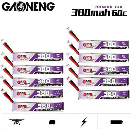 GAONENG/GNB 1S 380mAh 3.8V/4.35V 60C/120C LiHV/Lipo battery for Snapper6/7/8/Mobula7/URUAV UR65/UK65/US65/BetaFPV65/75 FPV Drone