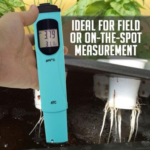 Pen type pH & Temperature Meter Tester 0.00-14.00pH & 0.0-55.0degC Range Water Quality Tester Kit w/ ATC Dual-level LCD