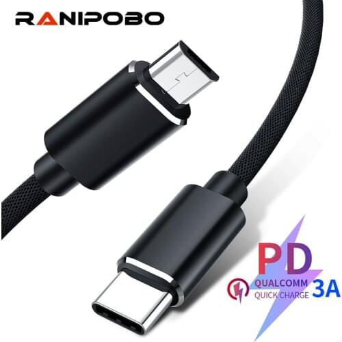USB Type C To Micro Usb Cable For Samsung Galaxy S7 S6 Android Fast Charging Mobile Phone Charger Cord For Huawei USB PD Cable