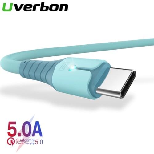 USB Type C Cable 5A Quick Charging Data Sync Cord Liquid Silicone USB-C Cable For Samsung S20 Xiaomi Huawei Fast Charger Wire