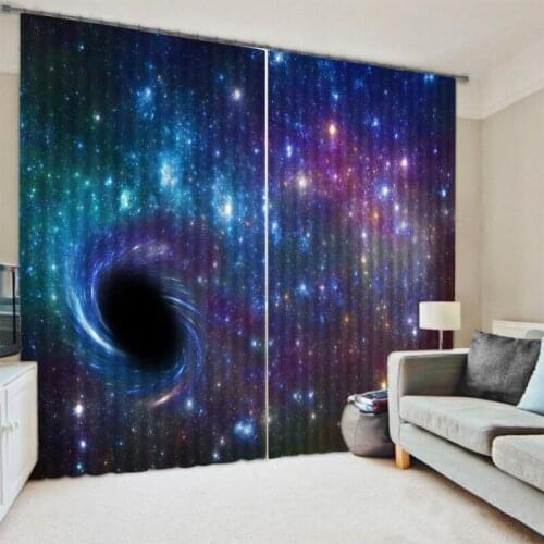 Space Window Curtains Galaxy Stars in Celestial Astronomic Universe Drapes for Living Room Bedroom Decorations Blackout Curtain