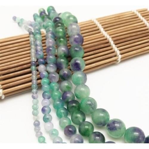 Round 4/6/8/10mm Light Green Purple Chalcedony Loose Beads for DIY Craft Bracelet Necklace Jewelry Making