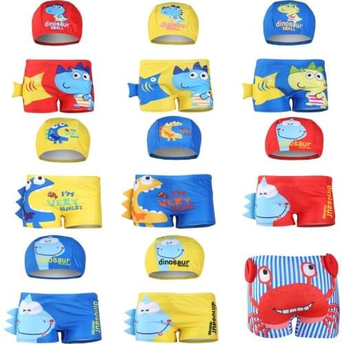 Boy Swimwear Ages 1 to 10 Children Cartoon Diansours Summer Swimming Trunk Swim Shorts Printed Toddler Boy Swimsuit