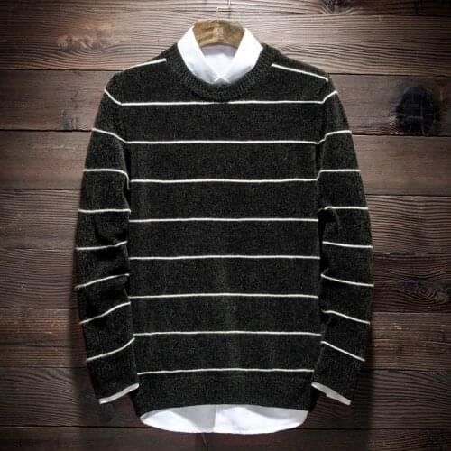 MRMT 2021 Brand New Mens Sweater Fashion Striped Casual Pullover for Male Crew Neck Sweater Clothing
