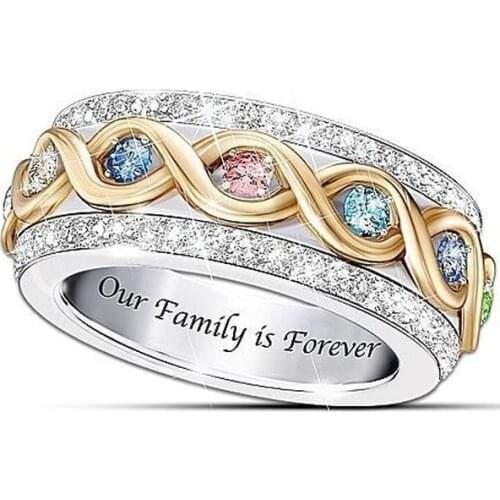 Men Fashion Full Crystal Rongs Women Charm Forever Family Caibao Ring Wedding Ring Jewelry Gift