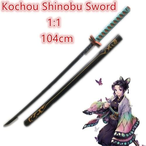NAA 104cm Sword Weapon Demon Slayer Kimetsu no Yaiba Kochou Shinobu Sowrd Cosplay 1:1 Anime Ninja Knife PU Prop Model Gift Decor