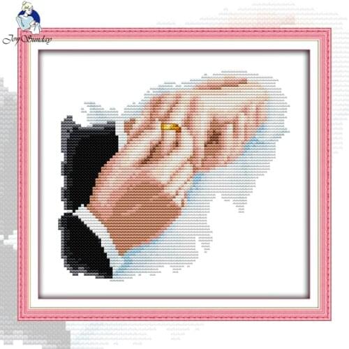 NKF Hold Hands Counted Cross Stitch Sets Needlework DIY Kits Embroidery Chinese Cross Stitch Chart Pattern for Home Decor