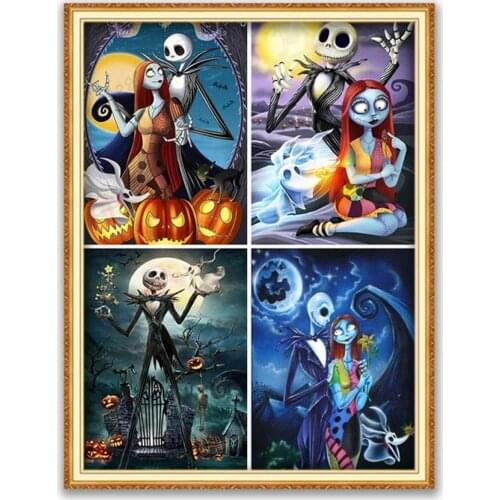 Tim Burton DIY Cross Stitch Embroidery 11CT Kits Needlework Craft Set Cotton Thread Printed Canvas Home Decoration Living Room