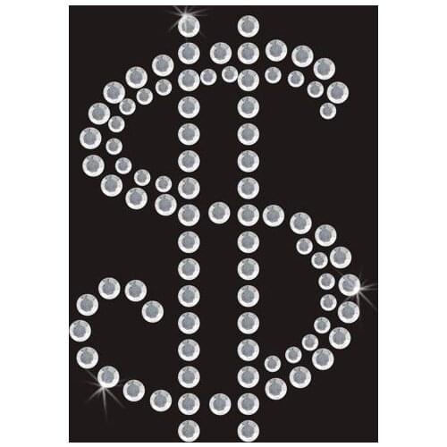 3pc/lot Dollar Rhinestone Applique hot fix rhinestone patches iron on crystal transfers design shirt bag