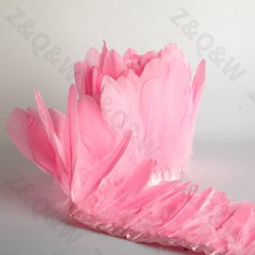 Natural goose feather dyed pink to make 2 meters cloth edge diy feather skirt skirt shawl stage wings decoration costume