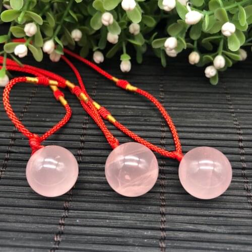 Natural Pink crystal Ball pendant quartz stone cute Pure hand Limit one per person 1PCS （A chain