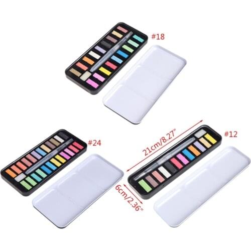 12/18/24 Solid Watercolor Paint Set Portable Drawing Brush Art Painting Supplies