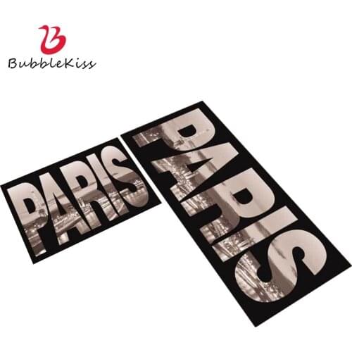 Bubble Kiss American Style Kitchen Carpet PARIS Letters Pattern Modern Living Room Decor Carpets Foldable Black Home Area Rugs