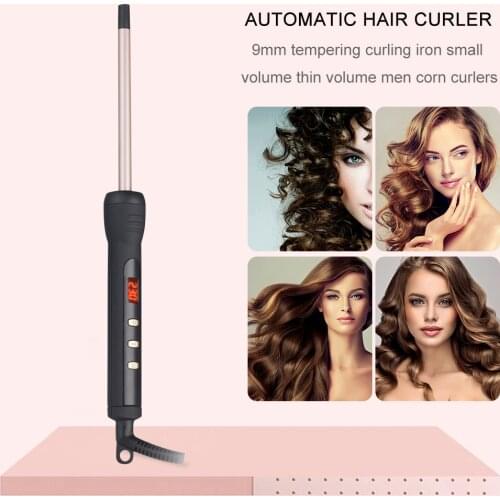 9mm LCD Display Curling Iron Hair Waver Pear Flower Cone Ceramic Curling Wand Roller Thin Hair Curler Beauty Salon Styling Tools