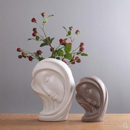European woman head statue crafts, ceramic figure sculpture, home office desktop decoration artwork, creative decoration gifts