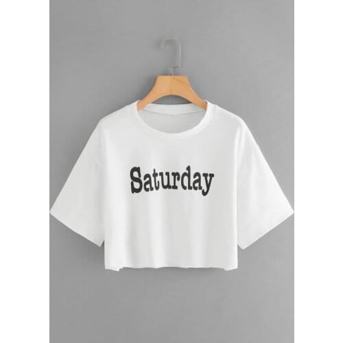 Saturday slogan funny t-shirt 90s women fashion crop tops cool girl camisetas tumblr harajuku goth tees female shirt short tops
