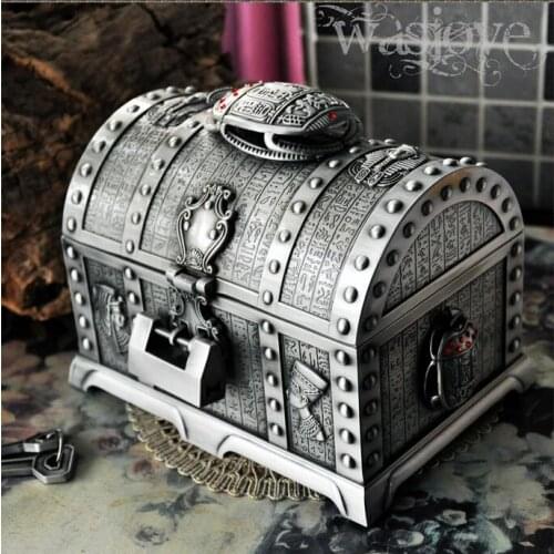 Egyptian style treasure chest with lock 2 layers vintage jewelry box carrying case trinkets packaging cosmetic storage box Z058