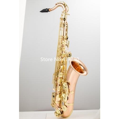 Tenor Saxophone Bb Tune Red Copper Lacquered Gold Sax Beginners Kit, Mouthpiece, Neck Strap, Cleaning Cloth Rod, Gloves, Case