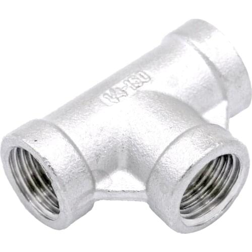 1/4" BSP Equal Female Tee Thread 3 Way 304 Stainless Steel Pipe Fitting Connector Coupling for water air gas