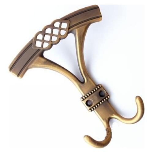 Unique Country Style Double Cloths Hook Zinc Alloy Antique