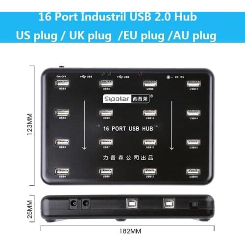 GOFORAY Sipolar 16 Port HUB Industril USB 2.0 Hub Supports U-Disk TF Card Reader Batch Production Testing