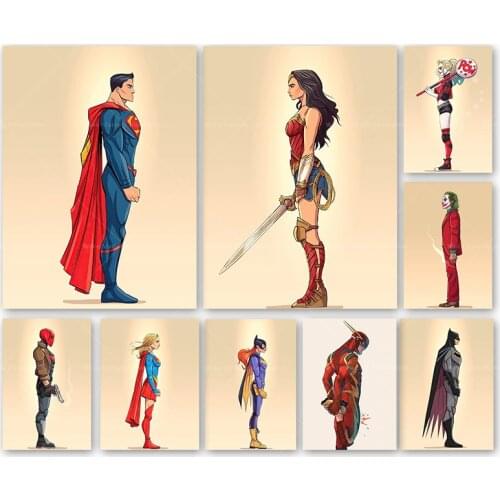 Vintage Marvel Avengers Superhero Batman Retro Poster Printable Bedroom Wall Artist Home Decoration Children Gifts