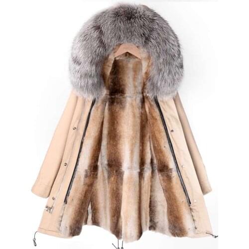 2020 Long Parka Waterproof Real Fur Coat Winter Jacket Natural Liner Detachable Warm Women Clothing Length Weight Hooded Collar